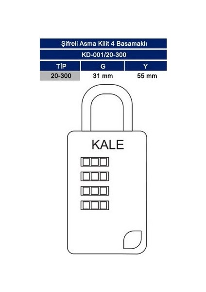 Kale Şifreli Asma Kilit 20-300 fiyatları