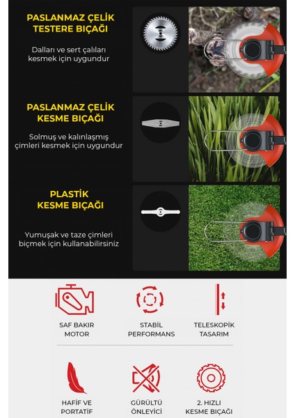 Şarjlı Çim Biçme Makinesi Tırpan 88V modelleri