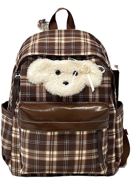 Retro Ekose Okul Çantası Kolej Tarzı Sırt Çantası (Yurtdışı Satın Alma) (Yurt Dışından)