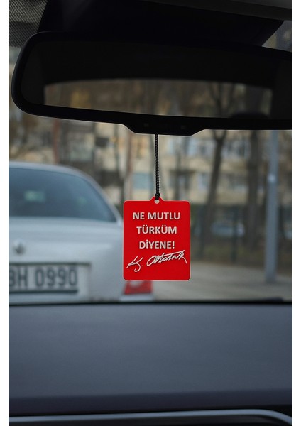 Ne Mutlu Türküm Diyene! - Atatürk İmzalı Dikiz Aynası Süsü - Cam Çizmez