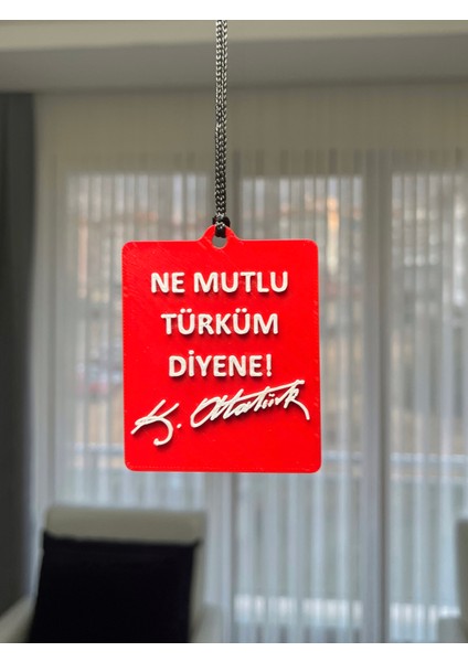 Ne Mutlu Türküm Diyene! - Atatürk İmzalı Dikiz Aynası Süsü - Cam Çizmez modelleri