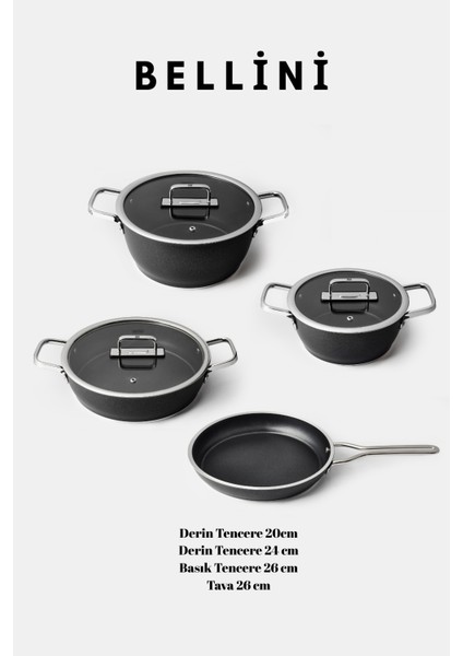 Bellini 7 Parça Tencere Seti Siyah