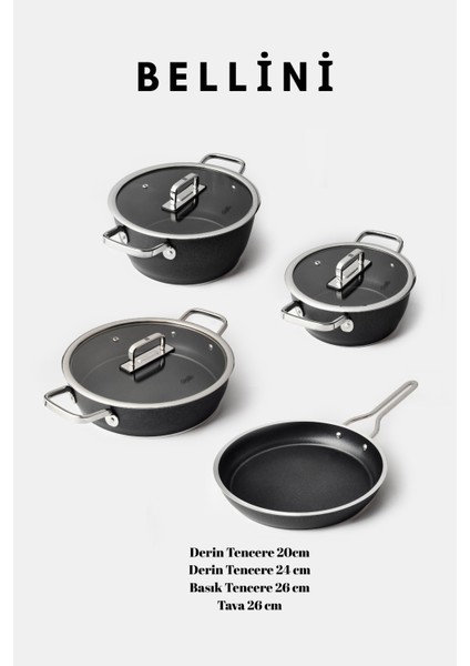 Bellini 7 Parça Tencere Seti Siyah