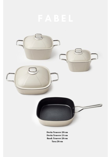 Fabel 7 Parça Tencere Seti Krem
