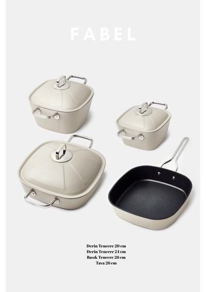 Fabel 7 Parça Tencere Seti Krem