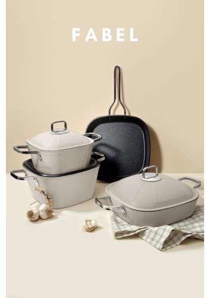Fabel 7 Parça Tencere Seti Krem