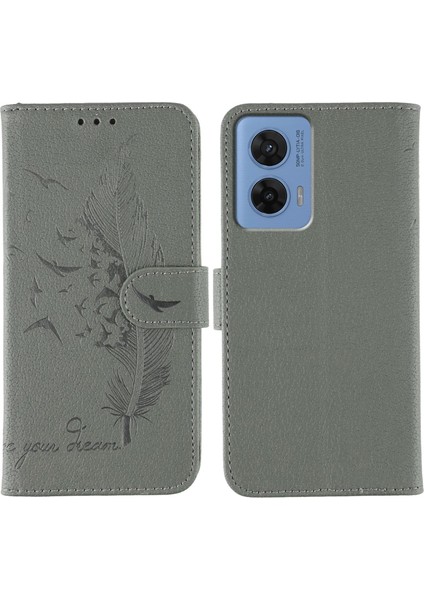 Motorola G96 5g Için Tüy Desenli Pu Kılıf (Yurt Dışından)
