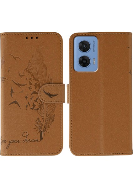 Motorola G96 5g Için Tüy Desenli Pu Kılıf (Yurt Dışından)