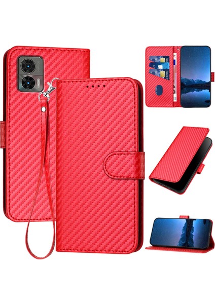 Motorola Edge 30 Neo Için Karbon Fiber Deri Kılıf (Yurt Dışından)