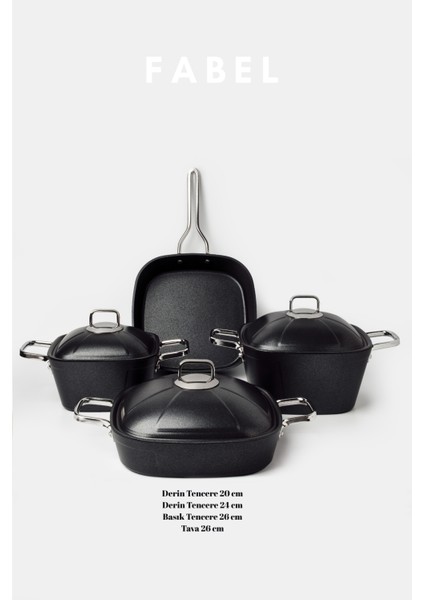Fabel 7 Parça Tencere Seti Siyah