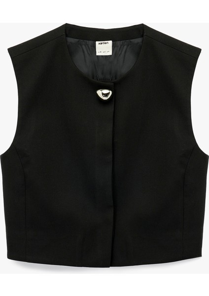 Metal Aksesuarlı Kolsuz Bisiklet Yaka Yelek