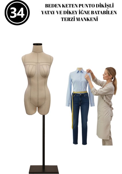 Özel Punto Kumaş - 34 Beden Pantolon Giyebilen Iğne Batabilen Terzi Mankeni fırsatları