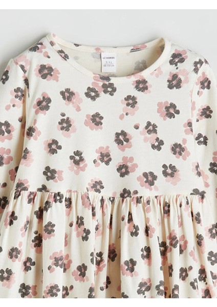 Lcw Kids Ekru Çiçekli Penye Kız Çocuk Elbise fiyatları