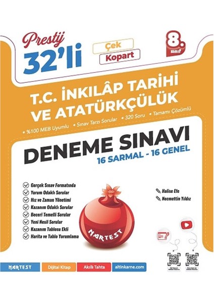 8. Sınıf Prestij T.c. Inkılap Tarihi ve Atatürkçülük 32 Deneme Sınavı Nartest Yayınları