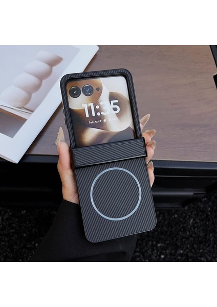 Motorola Razr 60 Ultra Için Karbon Fiber Magsafe Telefon Kılıfı (Yurt Dışından)