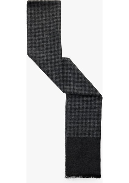 Viskon Karışımlı Püsküllü Uzun Kareli Atkı