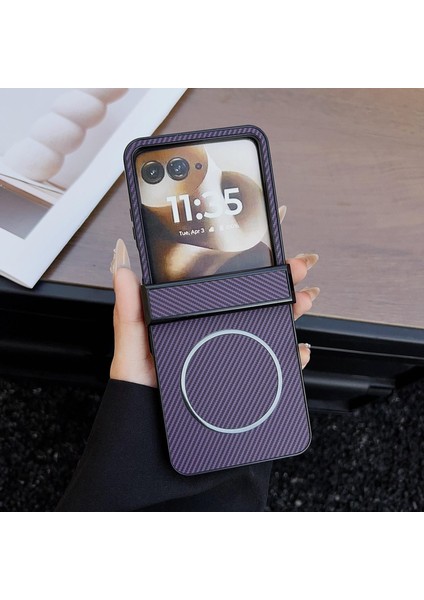 Motorola Razr 60 Ultra Için Karbon Fiber Magsafe Telefon Kılıfı (Yurt Dışından)