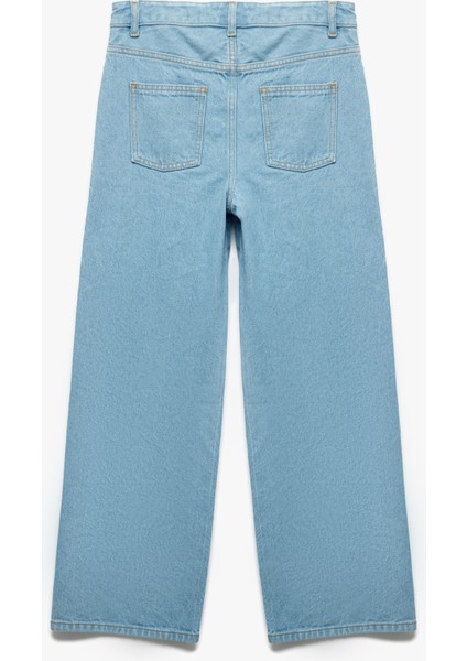 Pamuklu Cep Detaylı Rahat Kesim Geniş Paça Denim Pantolon indirimleri