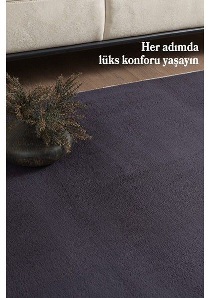 Modern Saçaklı Kaymaz Taban Tavşan Tüyü Kolay Temizlenebilir Yıkanabilir Salon Oturma Odası Yolluk Mutfak Halısı Gri Renk indirimleri