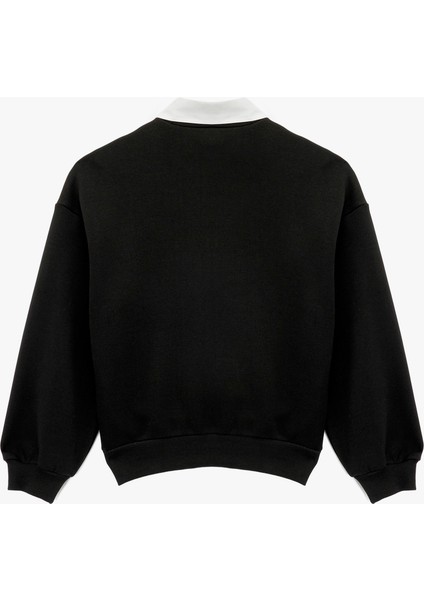 Üç Iplik Uzun Kollu Taş Detaylı Gömlek Yaka Sweatshirt fiyatları