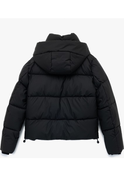 Polar Cep Detaylı Fermuarlı Uzun Kollu Kapüşonlu Crop Şişme Mont fırsatları