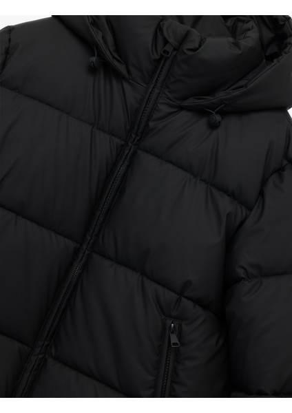 Polar Cep Detaylı Fermuarlı Uzun Kollu Kapüşonlu Crop Şişme Mont indirimleri