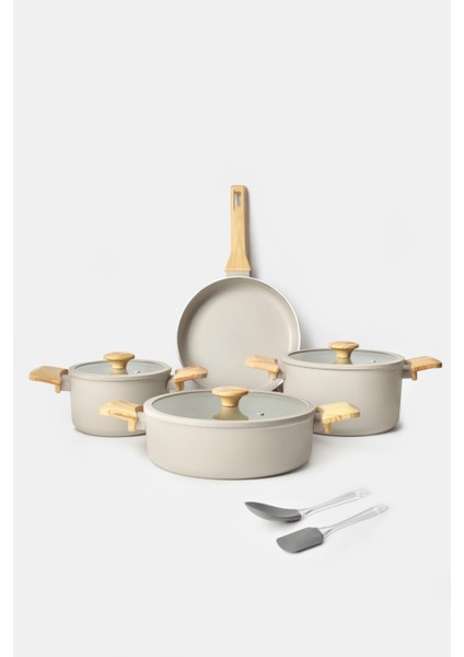 Celine 7 Parça Tencere Seti Krem