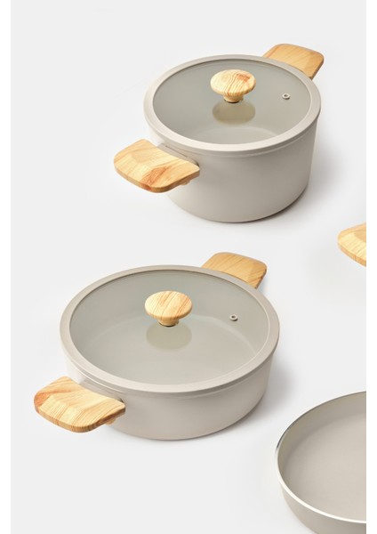 Celine 7 Parça Tencere Seti Krem