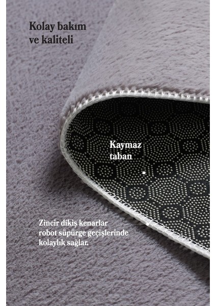 Modern Saçaklı Kaymaz Taban Tavşan Tüyü Kolay Temizlenebilir Yıkanabilir Salon Oturma Odası Yolluk Mutfak Halısı Açık Gri Renk modelleri