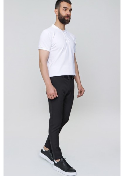 Slim Fit Yan Cep Esnek Pamuklu Casuel Siyah Pantolon P 1088