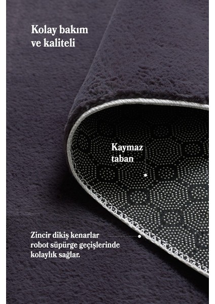 Modern Saçaklı Kaymaz Taban Tavşan Tüyü Kolay Temizlenebilir Yıkanabilir Salon Oturma Odası Yolluk Mutfak Halısı Gri Renk modelleri