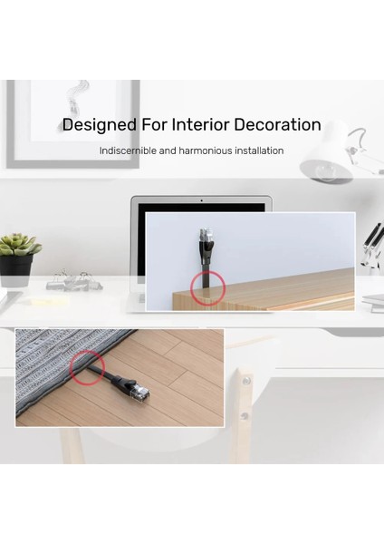 Unıtek Cat6 Patch Kablo 2mt Flat 1gbps, Siyah (C1810GBK)