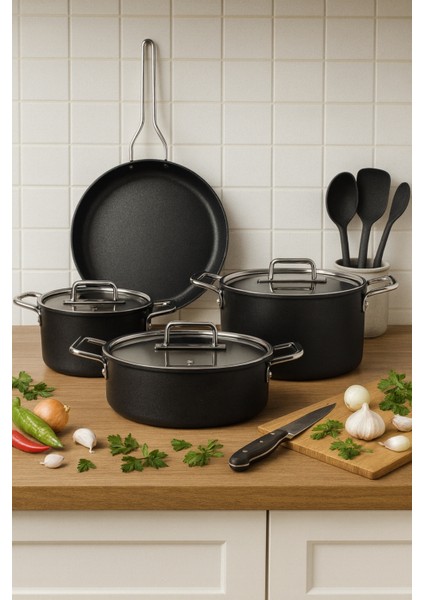 7 Parça Set (18-22 cm Derin, 26 cm Basık, 26 cm Tava)