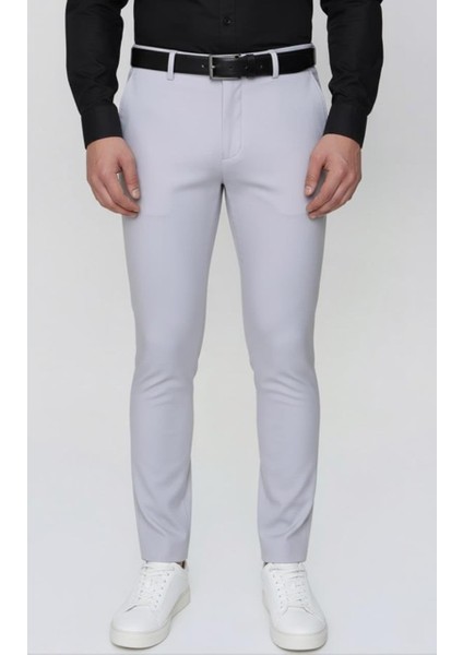 Slim Fit Yan Cep Esnek Pamuklu Casuel Gri Pantolon P 1088