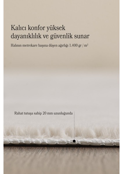 Modern Saçaklı Kaymaz Taban Tavşan Tüyü Kolay Temizlenebilir Yıkanabilir Salon Oturma Odası Yolluk Mutfak Halısı Krem Renk fırsatları