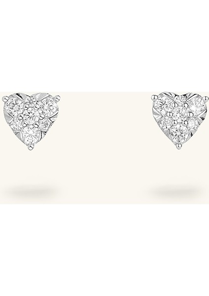 Mini Kalp Figürlü Küpe Zirkon Taşlı