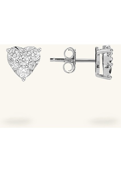 Mini Kalp Figürlü Küpe Zirkon Taşlı modelleri