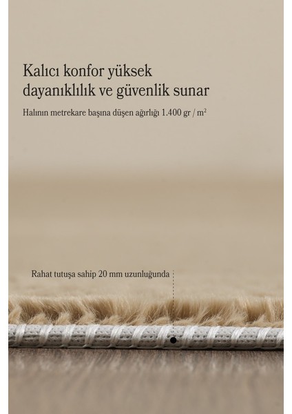 Modern Saçaklı Kaymaz Taban Tavşan Tüyü Kolay Temizlenebilir Yıkanabilir Salon Oturma Odası Yolluk Mutfak Halısı Bej Renk fırsatları