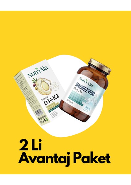 Magnezyum 3 Lü Form & Vitamin D3-K2 Ikili Avantaj Paket