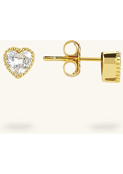 Mini Kalp Figürlü Zirkon Tek Taş Küpe modelleri