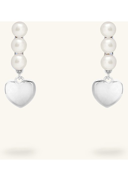 Mini Kalp Figürlü Üç Incili Küpe modelleri