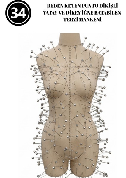 Dikiş Takım Setli - Özel Punto Kumaş - 34 Beden Pantolon Giyebilen Iğne Batabilen Terzi Mankeni modelleri