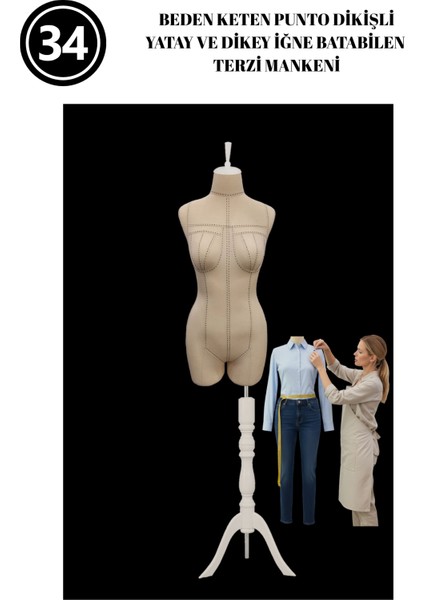Dikiş Takım Setli - Özel Punto Kumaş - 34 Beden Pantolon Giyebilen Iğne Batabilen Terzi Mankeni fırsatları