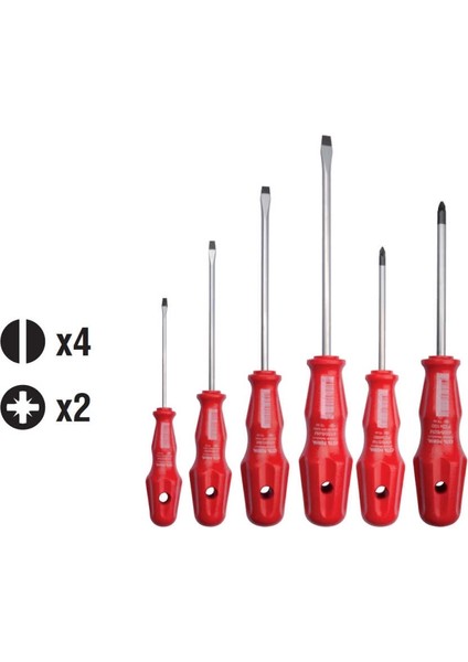 4000M6St2 6 Parça Torex Tornavida Takımı DüzPozidriv