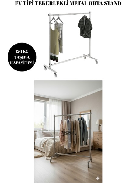 Ev Tipi Yükseklik Ayarlı Tekerlekli Metal Orta Stand - Evinizde ve Yazlıkta Kesin Çözüm