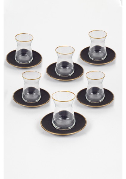 Black 12 Parça Çay Seti 132 cc