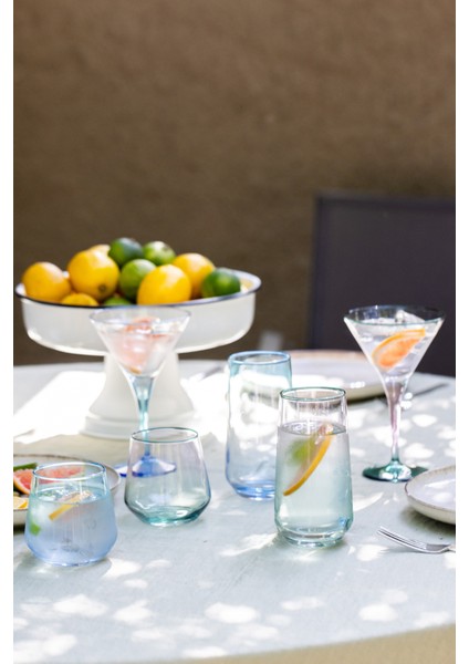 Marsilya 4'lü Su Kadehi Seti Mavi-Turkuaz 490 cc modelleri