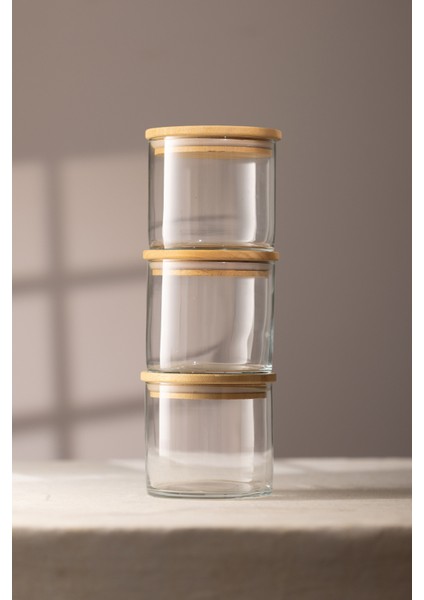 Sade 3'lü İstiflenebilir Kavanoz Seti 620 cc fırsatları