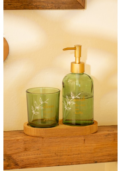 Viola Ahşap Standlı Banyo Seti Yeşil 420 cc