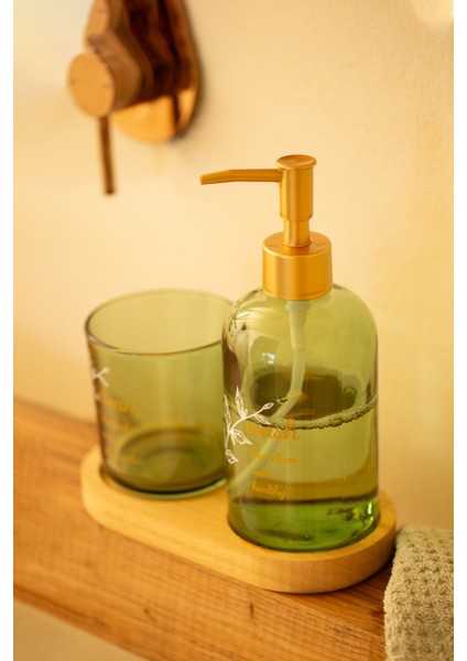 Viola Ahşap Standlı Banyo Seti Yeşil 420 cc fiyatları